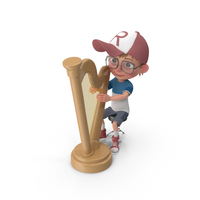 Cartoon Boy Harry Playing Harp PNG & PSD Images