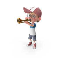 Cartoon Boy Harry Playing Trumpet PNG & PSD Images