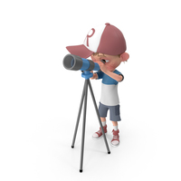 Cartoon Boy Harry Using Telescope PNG & PSD Images