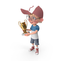 Cartoon Boy Harry Holding Prize Cup PNG & PSD Images