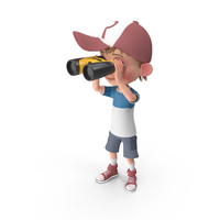 Cartoon Boy Harry Looking Through Binoculars PNG & PSD Images