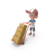 Cartoon Boy Harry Delivering Boxes PNG & PSD Images