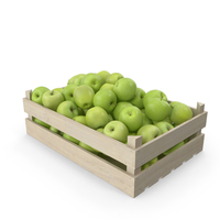 Apples Granny Smith in Wooden Crate PNG & PSD Images