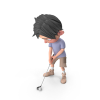 Cartoon Boy Jack Playing Golf PNG & PSD Images