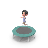 Cartoon Boy Jack Jumping On Trampoline PNG & PSD Images