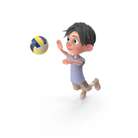 Cartoon Boy Jack Playing Volleyball PNG & PSD Images