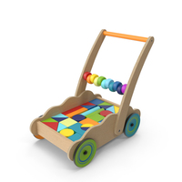Wooden Cart of Building Blocks PNG & PSD Images