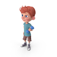 Cartoon Boy Charlie Lifting Dumbbell PNG & PSD Images