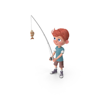 Cartoon Boy Charlie Fishing PNG & PSD Images