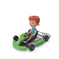 Cartoon Boy Charlie Driving Go-Cart PNG & PSD Images