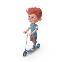 Cartoon Boy Charlie Riding Scooter PNG & PSD Images