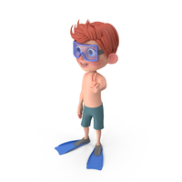 Cartoon Boy Charlie In Swim Suit PNG & PSD Images