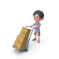 Cartoon Boy Jack Delivering Boxes PNG & PSD Images