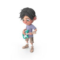 Cartoon Boy Jack Playing Guitar PNG & PSD Images