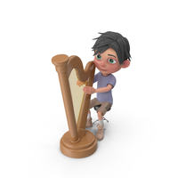 Cartoon Boy Jack Playing Harp PNG & PSD Images