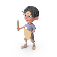 Cartoon Boy Jack Holding Sword And Shield PNG & PSD Images