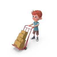 Cartoon Boy Charlie Carrying Boxes PNG & PSD Images
