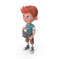 Cartoon Boy Charlie Holding Clapboard PNG & PSD Images