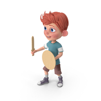 Cartoon Boy Charlie Holding Sword And Shield PNG & PSD Images