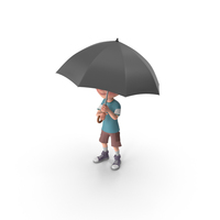 Cartoon Boy Charlie Holding Umbrella PNG & PSD Images