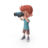 Cartoon Boy Charlie Looking Through Binoculars PNG & PSD Images