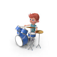 Cartoon Boy Charlie Playing Drums PNG & PSD Images