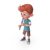 Cartoon Boy Charlie Playing Recorder PNG & PSD Images