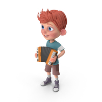 Cartoon Boy Charlie Playing Accordion PNG & PSD Images
