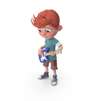 Cartoon Boy Charlie Playing Guitar PNG & PSD Images