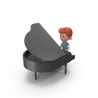 Cartoon Boy Charlie Playing Piano PNG & PSD Images