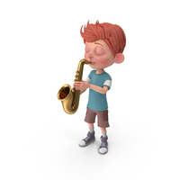 Cartoon Boy Charlie Playing Saxophone PNG & PSD Images