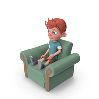 Cartoon Boy Charlie Sitting On Armchair PNG & PSD Images