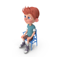 Cartoon Boy Charlie Sitting On Chair PNG & PSD Images