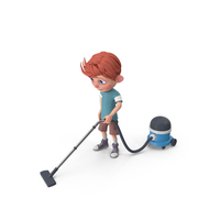 Cartoon Boy Charlie Vacuuming PNG & PSD Images