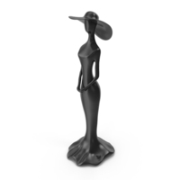 Statuette of Woman in a Hat Black PNG & PSD Images