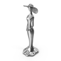 Woman in a Hat Steel Statuette PNG & PSD Images