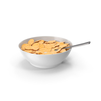 Bowl Of Cereal With Spoon PNG & PSD Images