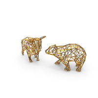Bull & Bear Gold Wireframe PNG & PSD Images