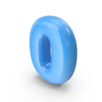 Blue Toon Balloon Number 0 PNG & PSD Images