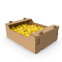 Cardboard Box With Lemons PNG & PSD Images