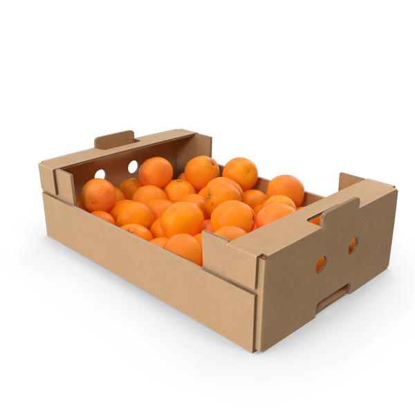 Cardboard Box With Oranges PNG & PSD Images