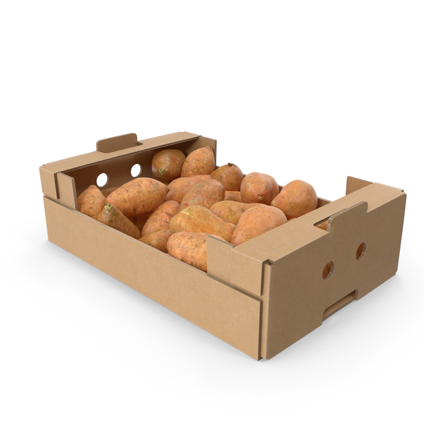 Cardboard Box With Sweet Potatoes PNG & PSD Images