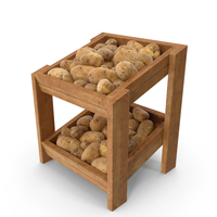 Wooden Merchandise Shelf with Potatoes PNG & PSD Images