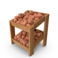 Wooden Shelf  With Red Potatoes PNG & PSD Images