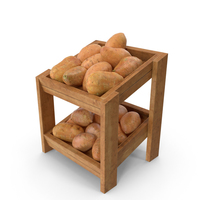 Wooden Merchandise Shelf with Sweet Potatoes PNG & PSD Images