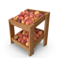 Wooden Merchandise Shelf With Peaches PNG & PSD Images