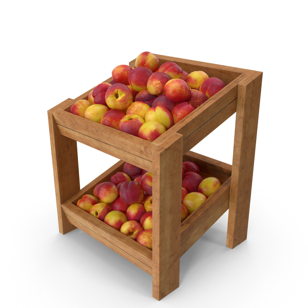 Wooden Merchandise Shelf With Nectarines PNG & PSD Images