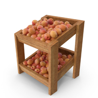 Wooden Merchandise Shelf with Apricots PNG & PSD Images