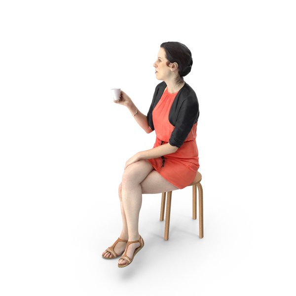 Woman Sitting with Coffee PNG & PSD Images