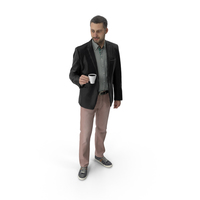 Man Standing with Coffee Cup PNG & PSD Images